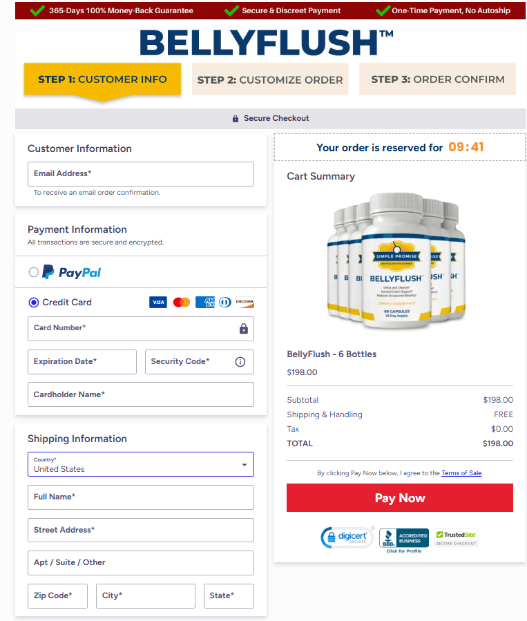 BellyFlush order form
